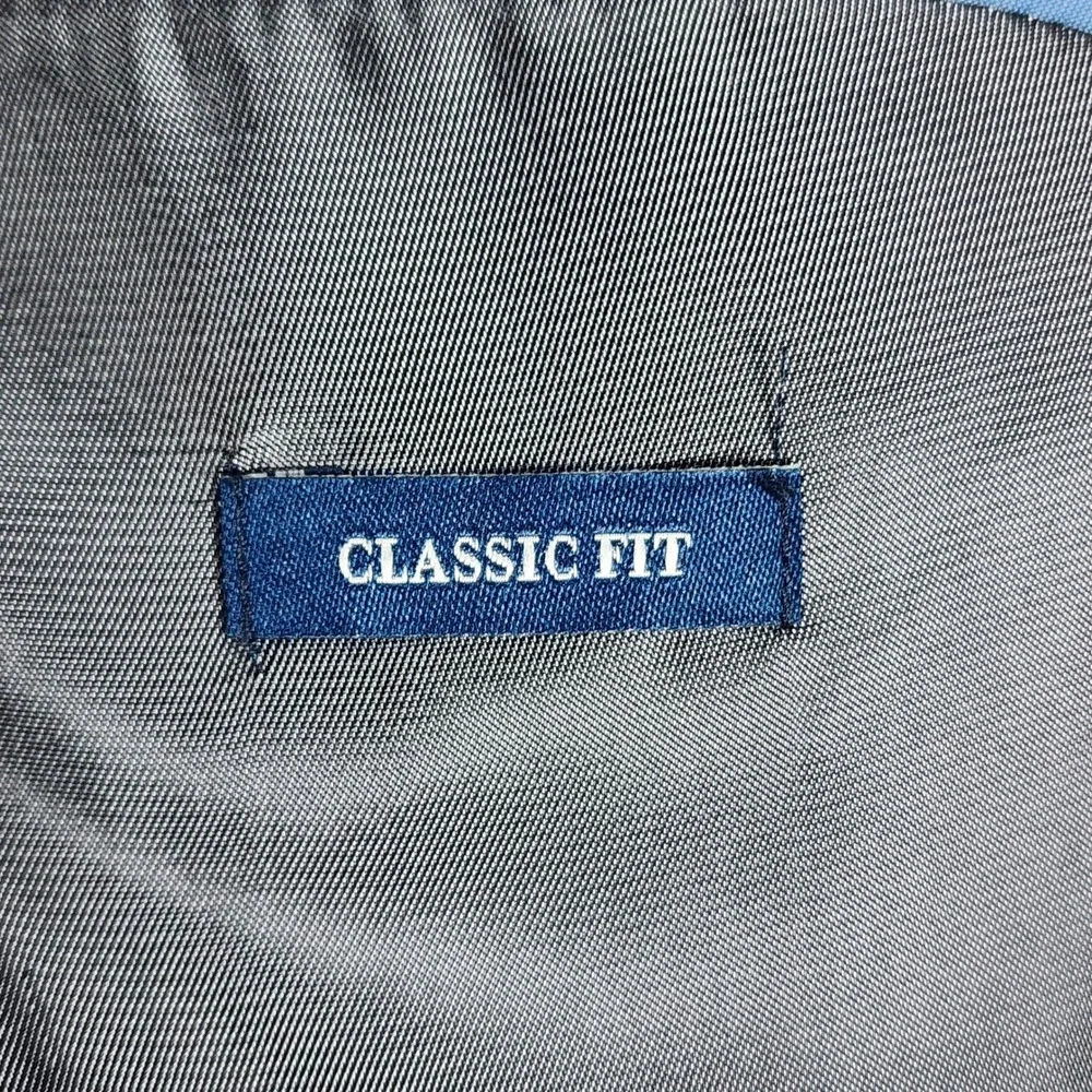 Joseph & Feiss Sport Coat Mens 46L Grey Windowpane‎ Wool Silk Linen Blazer